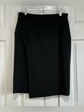 🤎 Calvin Klein Black Faux Wrap Lined Pencil Skirt - Size 8